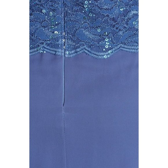 Alex Evenings Mock Two-Piece Sequin Chiffon Gown Lace Dress Wedgewood 12 - Picture 3 of 11